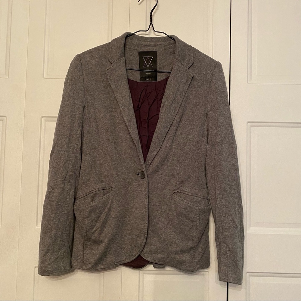 Aritzia Talula Blazer Grey Pima Cotton Modal Academia Preppy Retro size 4